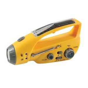 Solar Wind Up Hand Crank LED Flashlight with Radio Emergency Survival AM FM